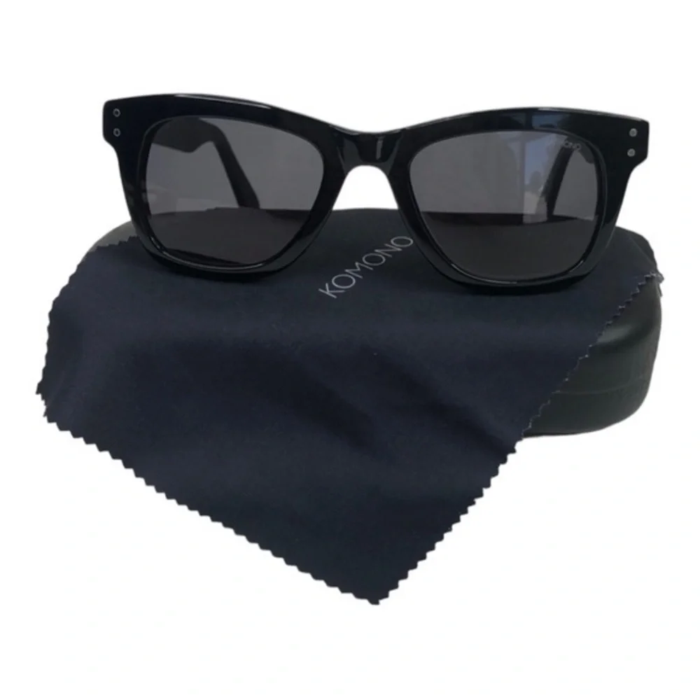 NEW Komono Allen Sunglasses glossy black square wayfarer style - Picture 5 of 8
